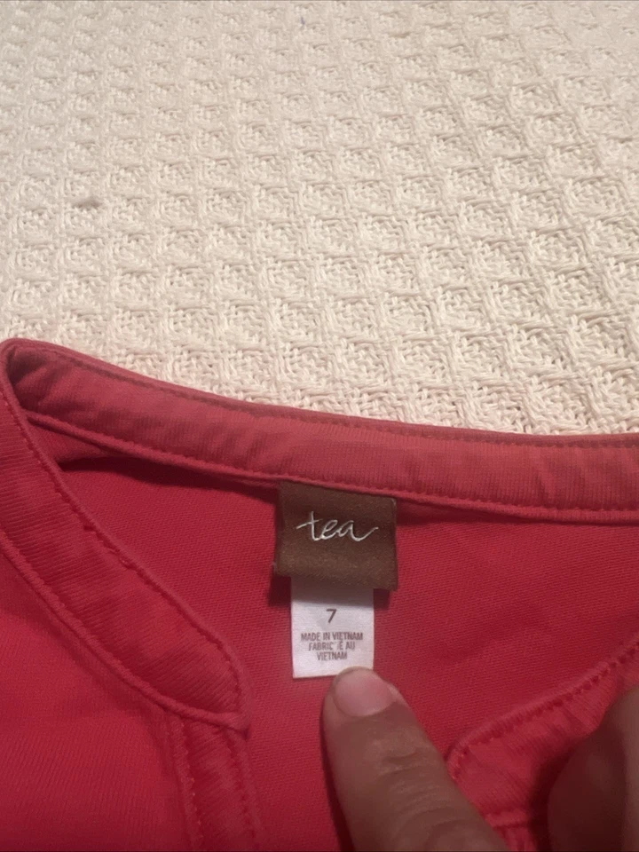 TEA COLLECTION Girls' Pomegranate Embroidered Red Folklore Henley Dress Size 7 - Image 4 of 4