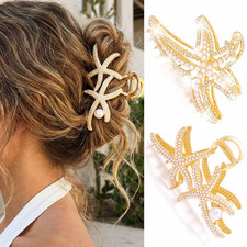 Starfish Claw Clips Gold Metal Hair Clip Seashell Hair Claw Cllips Mermaid Hair