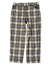 Talbots Beige Plaid Flat Front Mid-Rise Straight Leg Pants Women's Size 8