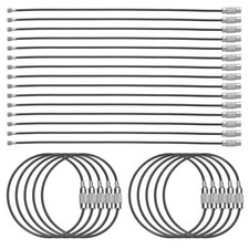 25pcs Wire Keychain Cable 6" Plastic Coated 1.5mm Stainless Steel Key Ring Black