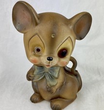 VTG JOSEF ORIGINAL MOUSE NIGHT LIGHT BLUE BOW PORCELAIN BISQUE STICKER  READ