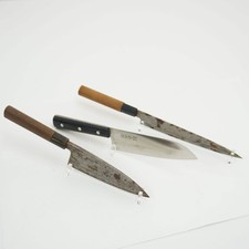 Japanese Used Vintage Kitchen Knife Lot 3 Set Sushi Sasimi F-423