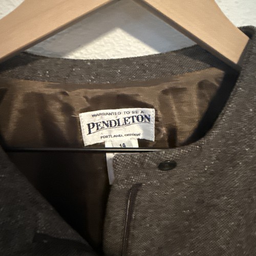 Vintage Pendleton Blazer Jacket Womens Petite Brown 100% Wool Cropped Zip - Picture 4 of 8
