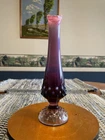 Fenton - Plum Opalescent Vase - MCM - Vintage - Rich Color - 8.25” Tall