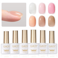 GAOY 6 Colors Builder Gel Set for Nails, Milky White Pink Nude Sheer Jelly Nail