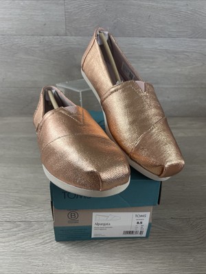Alpargata Toms Avalon Rose Gold Metallic TOMS Black Coated Canvas