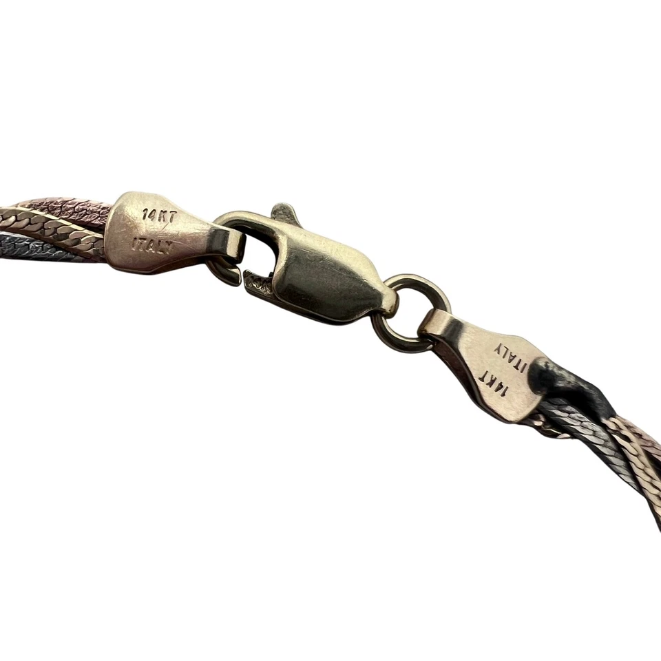 Vintage 14k Gold Bracelet Twist Chain Italy 2.9 grams Lobster Clasp 7 1/8" Long - Image 2 of 4