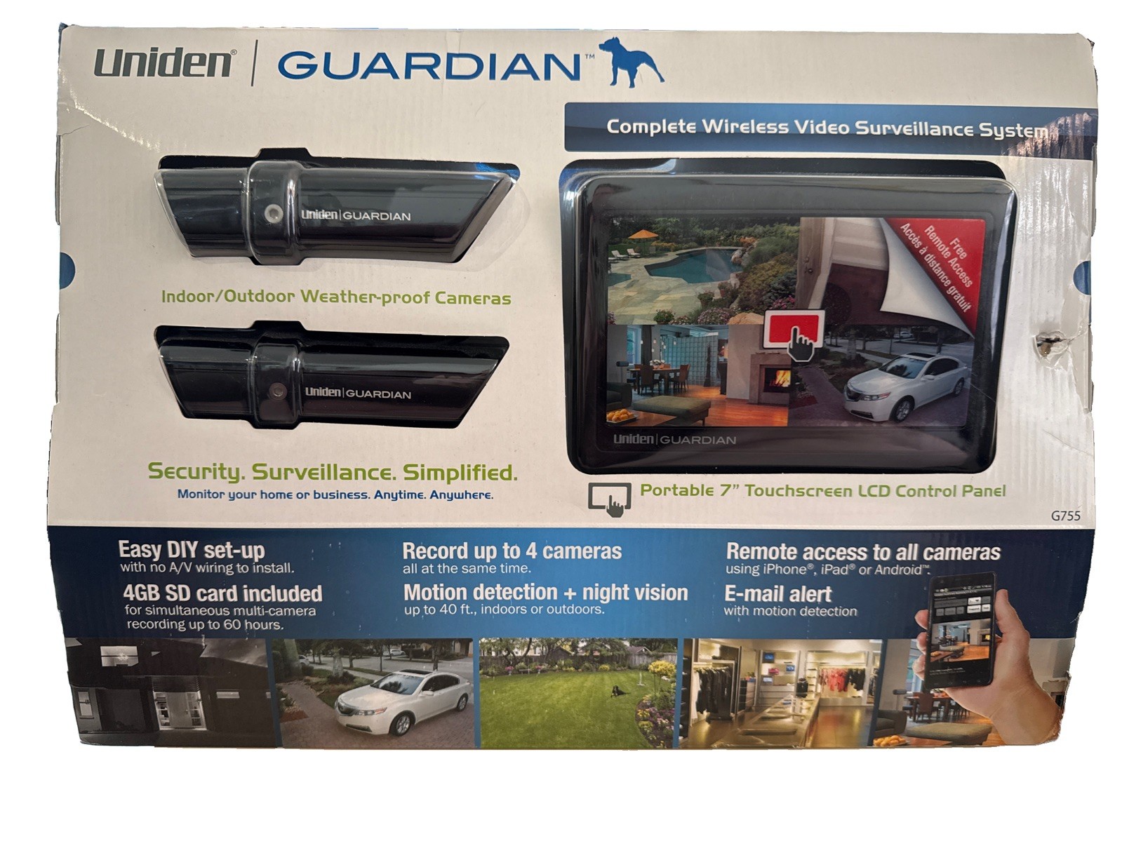 Uniden Guardian G755 2 Cameras and G7 LCD Display With Power Cords NEW