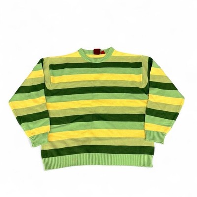 VTG Y2K  Dodeca striped sweater Size 2XL Skater Hip Hop Green