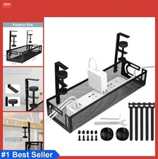 Under Desk Cable Management Tray No Drill Clamp Cord Organizer Home Office Black