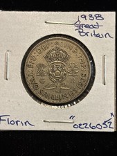 1938 great britain florin circulated Silver “0226052” UK England 2 Shilling