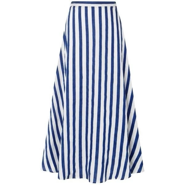 L. K Bennett Harpa Stripe Linen Skirt UK 12 US 6 Blue White Petite