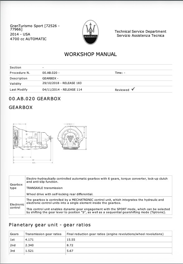 2014 Maserati GranTurismo Sport GT-S Service Repair Shop Manual 1900+Pgs PRINTED