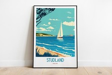 1_Studland Village Travel Print - Sailboat Studland Travel Art - Studland Seasid