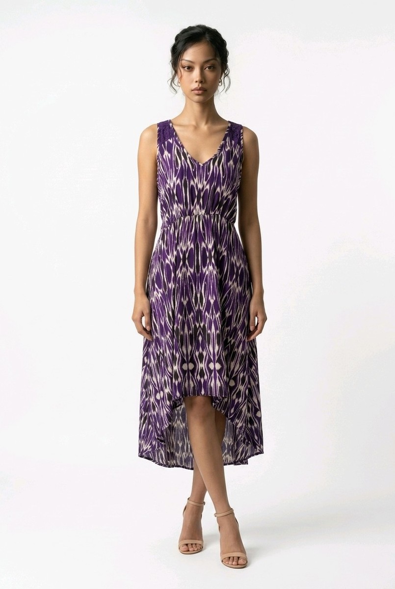 purple a line midi dress Damson Purple A-Line Casual Summer Midi Dress Damson Purple / Small