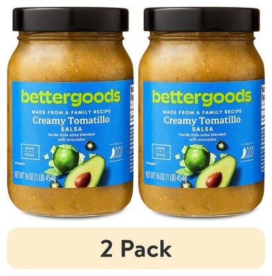 (2 pack) bettergoods Creamy Tomatillo Salsa, Mild, Shelf Stable, 16 oz