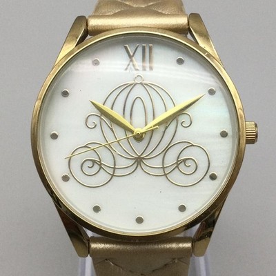 Cinderella Disney Womens Watch 36mm MOP Dial Gold Tone Carriage New Battery