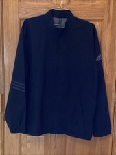 Adidas Men  s Size Large Black Sleek Full Zip Windbreaker Jacket CM1-529