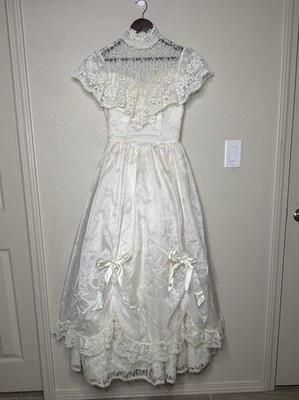 VTG Gunne Sax Wedding Dress Prairie Bows Ivory Lace Victorian Hoop Skirt Sz  5/S | eBay