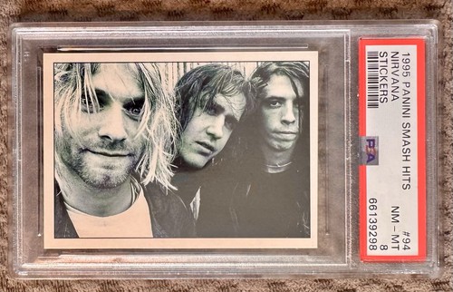 1995 Panini Smash Hits Nirvana Sticker PSA 8 NM-MT