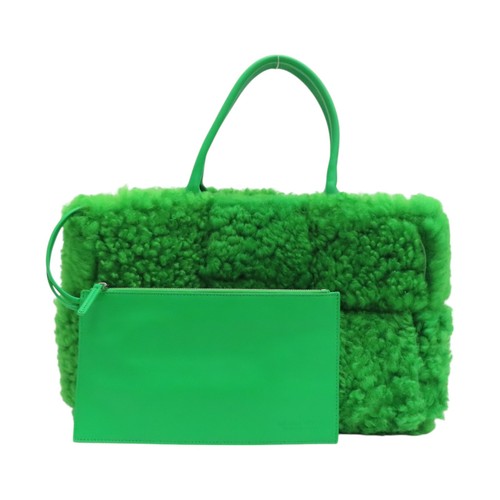 BOTTEGA VENETA Arco Tote Handbag Green Shearling