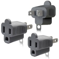 2 to 3 Prong Adapter, 3 Pack, Gray - Polarized Grounding Plug Adapter, ETL Li...