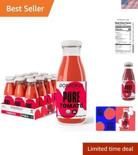 Pure Tomato Juice, 8.4 Ounce Bottle Pack of 12, Cold Pressed Organic Juice, N...