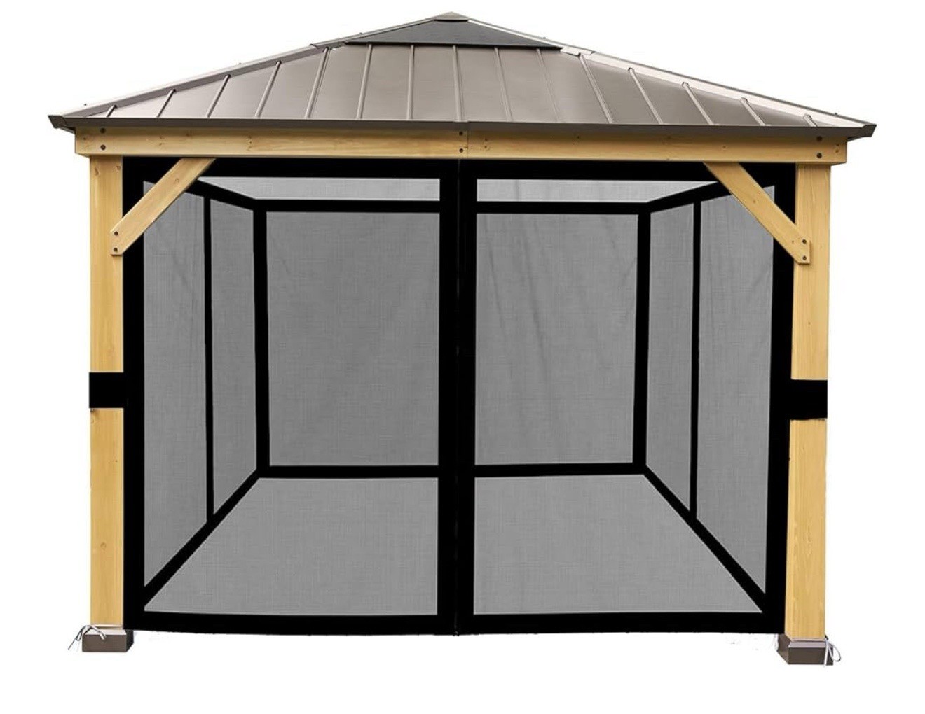 YOYOW Gazebo Mosquito Netting, Outdoor Net 4 Screen Wall Curtain w/ Zipper 10x12