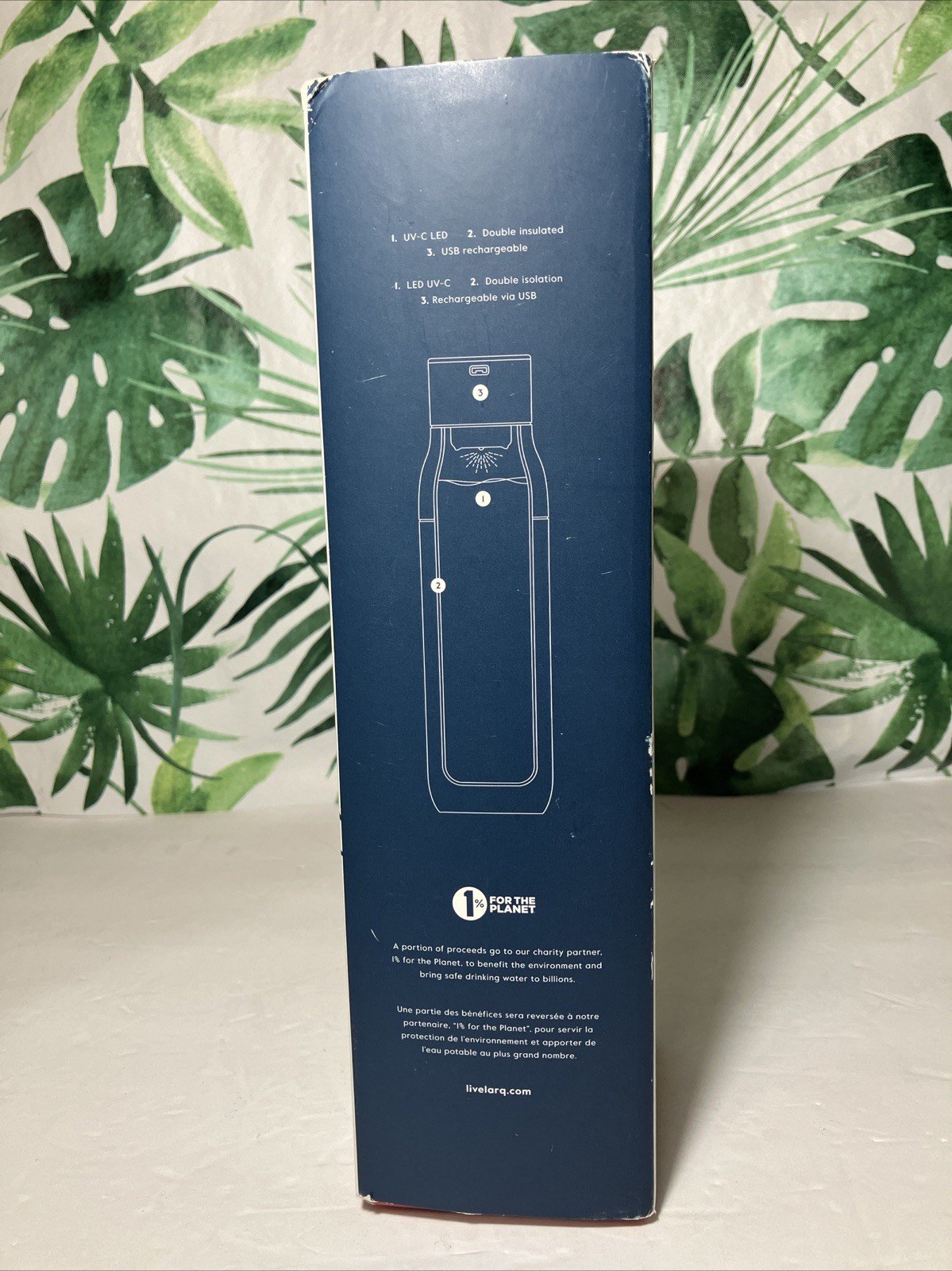 LARQ Self-Cleaning Water Purification Bottle, 17 oz, Graphite White, w/ Cord