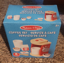 Melissa  Doug Wooden Coffee Set, Multicolored Pretend Play, Age 4-7