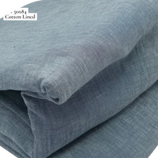 Pottery Barn Belgian Flax Linen Curtain 50x84 Blue Chambray Panel New