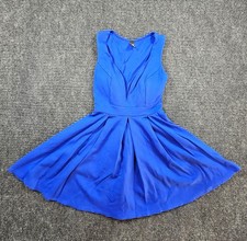 Windsor Fit & Flare Dress Women Blue Feminine Chic Elegant Plunging V Neck