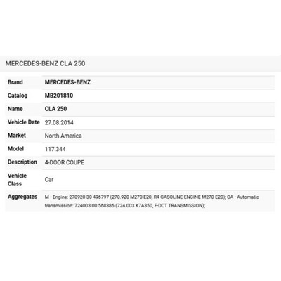 2014 Mercedes-Benz CLA250 Electric Wiring Harness A2465401106