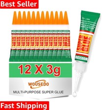 12 X 3g Super Glue Clear, Strong Adhesive,Super Glue Fast Drying Cyanoacrylat...