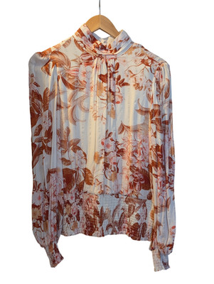 Guess Women's Long Sleeve Monique Top Blouse Floral Carousel Print Size XL