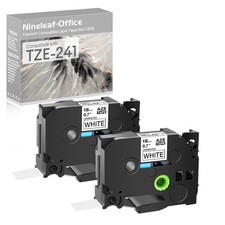 2PK Fits Brother PT-1880W Label Maker Tape TZ-241 TZe-241 Black on White 3/4 in
