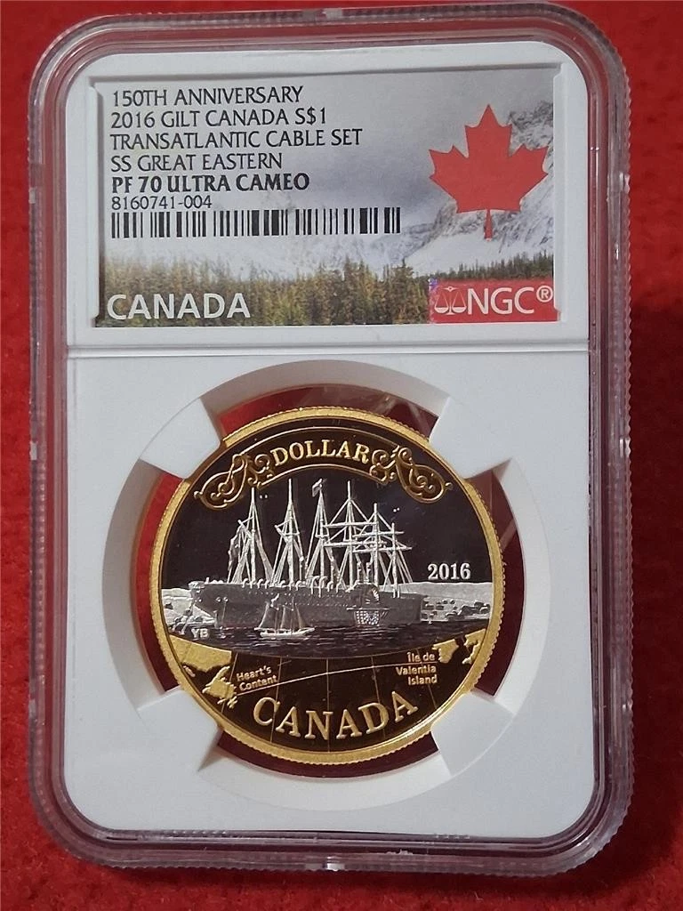 2016 GILT CANADA S$1 TRANSATLANTIC CABLE SET NGC PF 70 UC 150th ANNIV. M4016