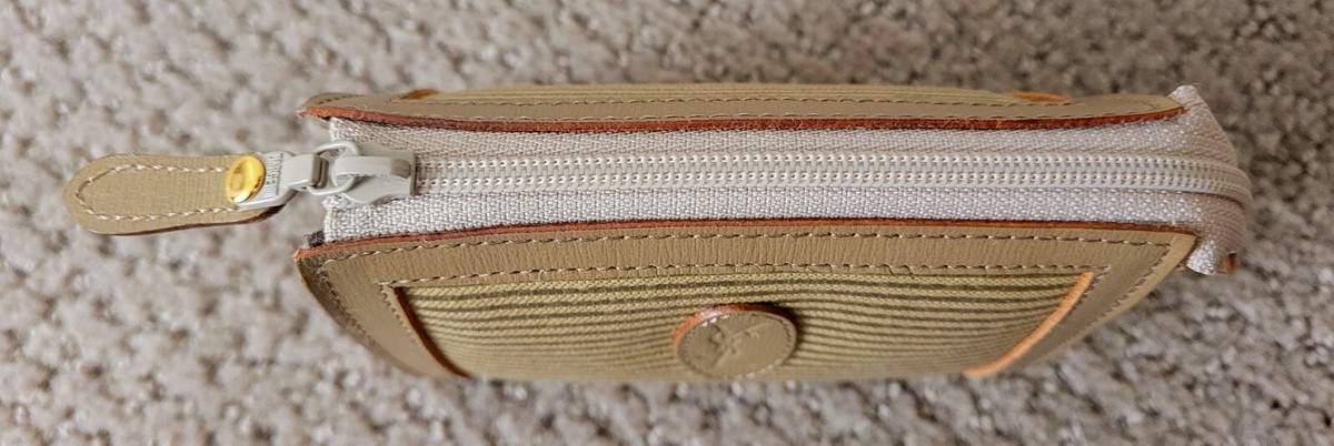 AUTH YVES SAINT LAURENT YSL VINTAGE CANVAS & LEATHER COIN