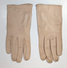 Vintage Real Kid-Leather Gloves by LARA - Beige Washable Unlined  8" x 3-1/8" 