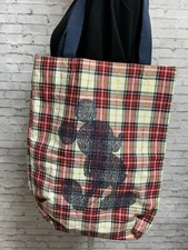 Disney Mickey Mouse Purse Bag Walt Disney Resorts 14in X 18in Plaid White Gold