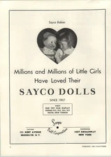1953 PAPER AD Sayco Dolls Babies Baby Doll Since 1907