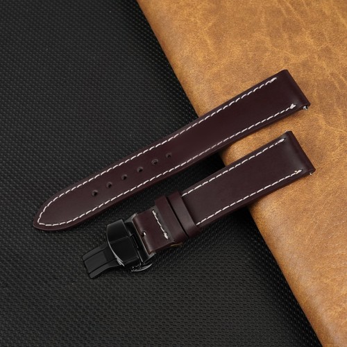 Leather Watch Band Deployment Clasp Buckle Real Watch Strap Men Quick Release - Picture 57 of 57