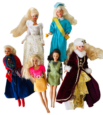 6 Barbie Dolls Corduroy Christmas Graduate English Crystal Fashion Avenue Nice