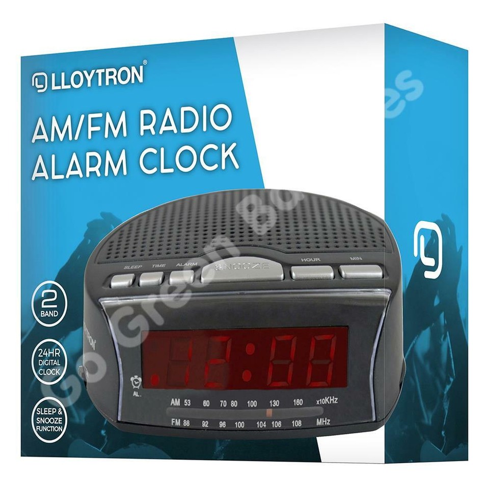 Lloytron AM/FM Radio Alarm Clock LED Display Bedside with Sleep Timer ...