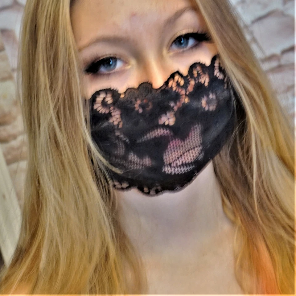 MASCARILLA DE ENCAJE NEGRA FIESTA Elegante con correas ajustables para las orejas Regalo de vacaciones para mujeres Foto 3 de 4