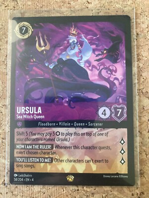 Disney Lorcana Ursula Sea Witch Queen 58/204 Legendary Non-Foil Near Mint |  eBay