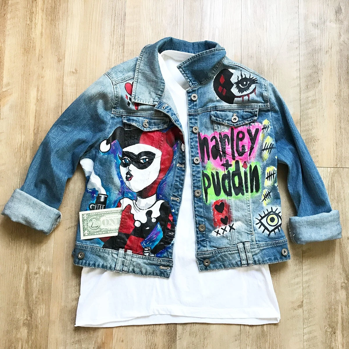 Women's Blue Hand Painted Denim Summer Jacket