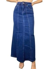 Women's Juniors Long A-Line Stretch Denim Maxi Skirt (213-SKT)
