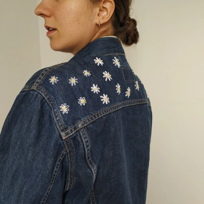 Hand embroidered Levi s jacket 90s Levis denim jacket Levi s denim coat
