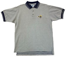 Los Angeles Rams Polo Shirt Men's Herringbone Pique Knit Size Large Brown/Blue